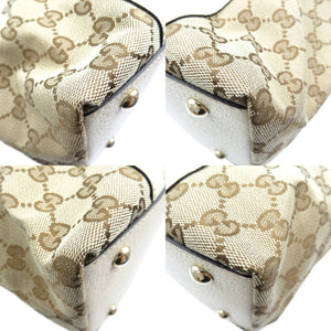 新品同様 グッチ アビーライン 141470 GGキャンバス レザー シルバー金具 ベージュ トートバッグ 0144【中古】GUCCI