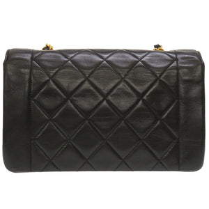 美品 シャネル ダイアナ 22 ラムスキン ブラック 4番台 ゴールドチェーン ショルダーバッグ マトラッセ ココマーク ターンロック バッグ 黒 0033 【中古】 CHANEL