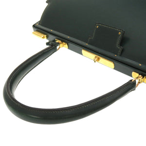 美品 エルメス ドクターズバッグ ボックスカーフ ヴェール ハンドバッグ バッグ 緑 0038 【中古】 HERMES メンズ