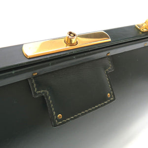 美品 エルメス ドクターズバッグ ボックスカーフ ヴェール ハンドバッグ バッグ 緑 0038 【中古】 HERMES メンズ