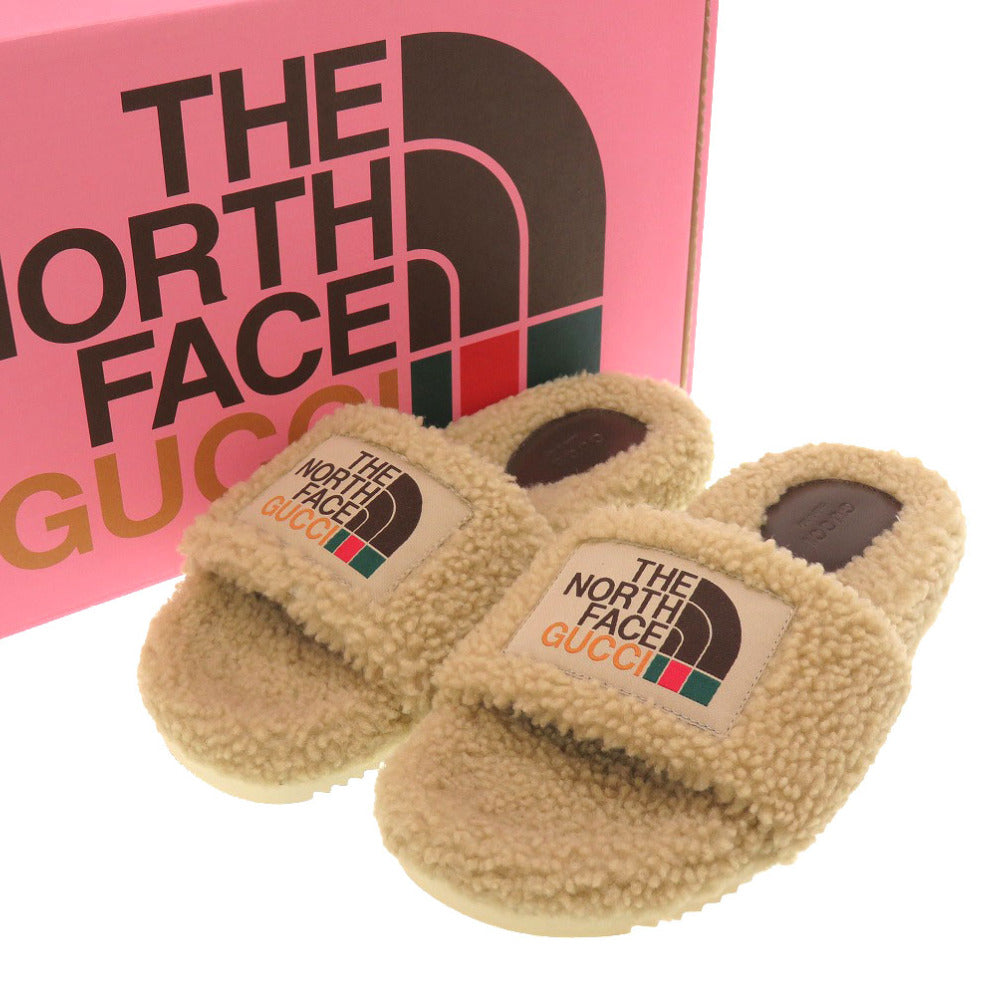 未使用 グッチ × ノースフェイス 0サンダル 679 948 サンダル ムートン/ボア ベージュ 0058 【中古】 GUCCI × THE NORTH FACE