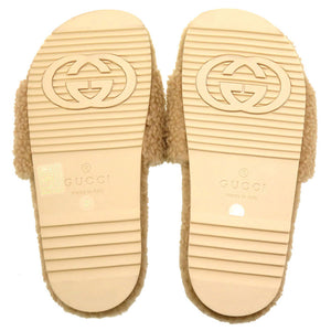 未使用 グッチ × ノースフェイス 0サンダル 679 948 サンダル ムートン/ボア ベージュ 0058 【中古】 GUCCI × THE NORTH FACE