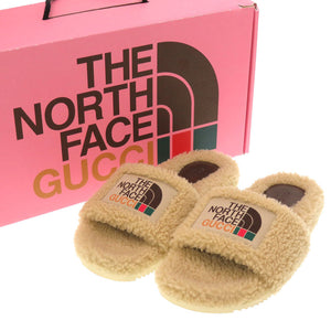 未使用 グッチ × ノースフェイス 0サンダル 679 948 サンダル ムートン/ボア ベージュ 0059 【中古】 GUCCI × THE NORTH FACE