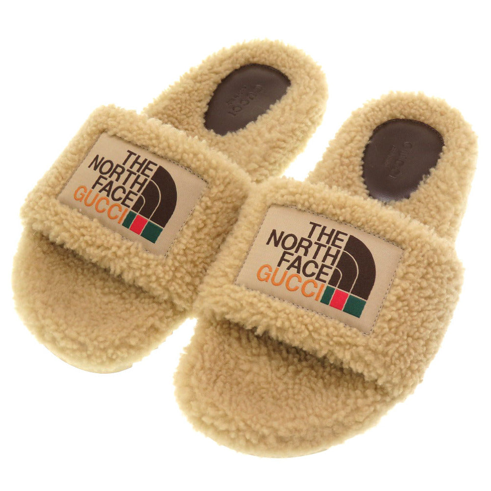 未使用 グッチ × ノースフェイス 0サンダル 679 948 サンダル ムートン/ボア ベージュ 0059 【中古】 GUCCI × THE NORTH FACE