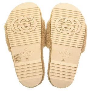 未使用 グッチ × ノースフェイス 0サンダル 679 948 サンダル ムートン/ボア ベージュ 0059 【中古】 GUCCI × THE NORTH FACE