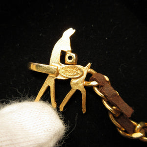 美品 シャネル ココマーク 01A カラーストーン バンビ メタル ゴールド ブラウン 茶 チェーン ブレスレット 0072【中古】CHANEL