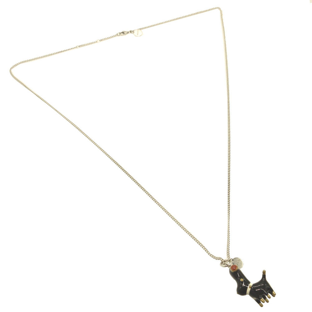 新品同様 プラダ アニマルモチーフ シルバー925 シルバー ブラック 黒 ネックレス 0073【中古】PRADA