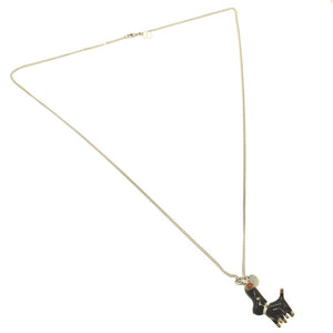新品同様 プラダ アニマルモチーフ シルバー925 シルバー ブラック 黒 ネックレス 0073【中古】PRADA