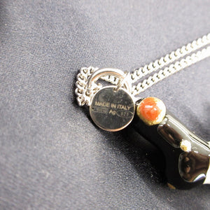 新品同様 プラダ アニマルモチーフ シルバー925 シルバー ブラック 黒 ネックレス 0073【中古】PRADA