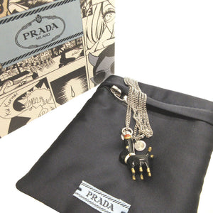 新品同様 プラダ アニマルモチーフ シルバー925 シルバー ブラック 黒 ネックレス 0073【中古】PRADA