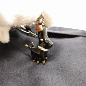 新品同様 プラダ アニマルモチーフ シルバー925 シルバー ブラック 黒 ネックレス 0073【中古】PRADA