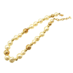 美品 クリスチャンディオール ヴィンテージ フェイクパール メタル ゴールド チョーカー ネックレス 0090【中古】Christian Dior