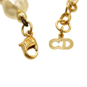 美品 クリスチャンディオール ヴィンテージ フェイクパール メタル ゴールド チョーカー ネックレス 0090【中古】Christian Dior