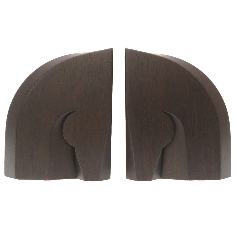 新品同様 エルメス ブックエンドセット ウッド トリヨンH ブラウン ルージュH 本立て 0110 【中古】 HERMES