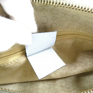 美品 セリーヌ Cマカダム柄 キャンバス レザー ゴールド金具 オリーブ グリーン ショルダーバッグ 0136【中古】CELINE