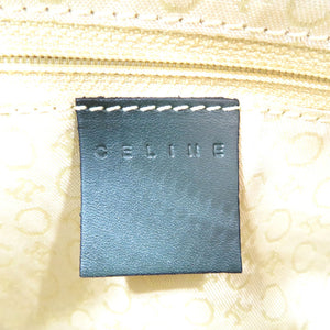 美品 セリーヌ Cマカダム柄 キャンバス レザー ゴールド金具 オリーブ グリーン ショルダーバッグ 0136【中古】CELINE