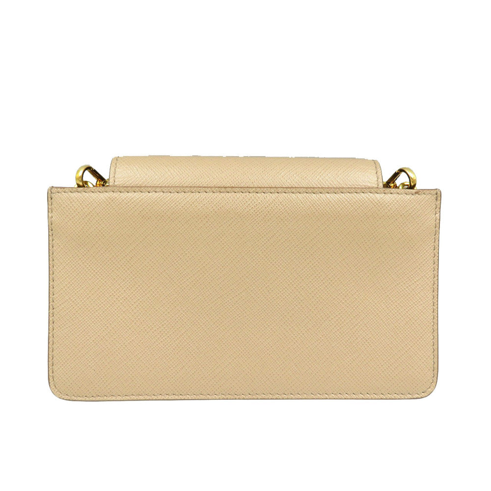 プラダ 1ZH034 レザーゴールド金具 ベージュ 2WAY チェーン スマートフォンケース ショルダーバッグ 0137【中古】PRADA