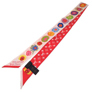 未使用 ルイ ヴィトン × 草間彌生 YK バンドーBB フェイス M78312 シルク ホワイト レッド スカーフ LV 0156 【中古】 LOUIS VUITTON