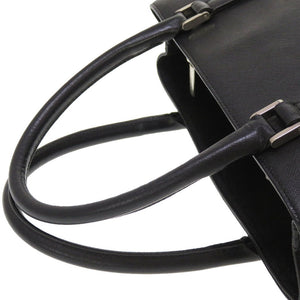 美品 バーバリー チェック レザー ブラック ハンドバッグ バッグ 黒 0158 【中古】 BURBERRY