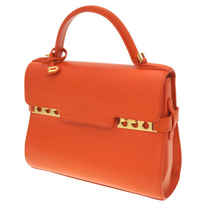 美品 デルボー タンペート ミニ ショルダー ハンドバッグ レザー オレンジ  ストラップ付 0159【中古】DELVAUX