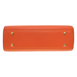 美品 デルボー タンペート ミニ ショルダー ハンドバッグ レザー オレンジ  ストラップ付 0159【中古】DELVAUX