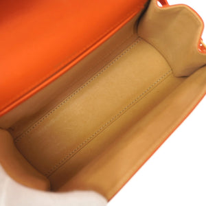 美品 デルボー タンペート ミニ ショルダー ハンドバッグ レザー オレンジ  ストラップ付 0159【中古】DELVAUX