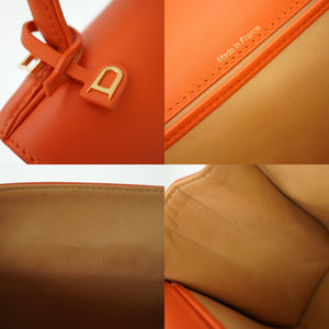 美品 デルボー タンペート ミニ ショルダー ハンドバッグ レザー オレンジ  ストラップ付 0159【中古】DELVAUX