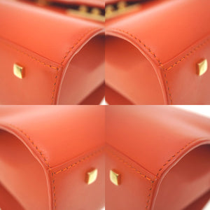 美品 デルボー タンペート ミニ ショルダー ハンドバッグ レザー オレンジ  ストラップ付 0159【中古】DELVAUX