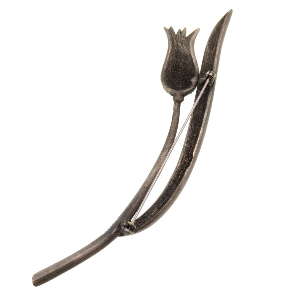 美品 クリスチャン ディオール チューリップ シルバー ストーン ブローチ アクセサリー 0162 【中古】 Christian Dior レディース