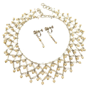 2点セット 美品 クリスチャン ディオール チョーカー イヤリング フェイクパール シャンパンゴールド アクセサリー 0174 【中古】 Christian Dior