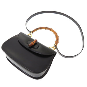 美品 グッチ レザー ブラック ゴールド金具 000 1951 0633 2WAY ハンドバッグ バッグ 黒 0020 【中古】 GUCCI