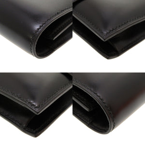 美品 エルメス エトリベルト ボックスカーフ ブラック ゴールド金具 〇Q刻印 ヴィンテージ クラッチバッグ バッグ 黒 0023 【中古】 HERMES