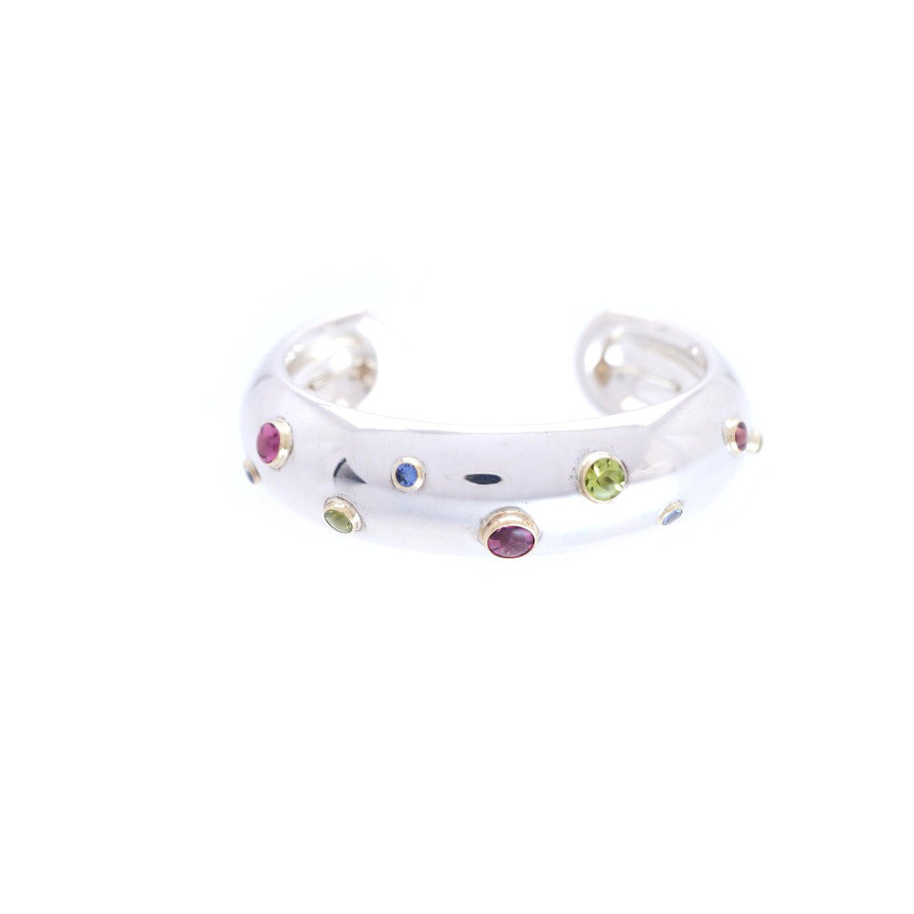 美品 ティファニー ドッツ バングル シルバー925/K18YG/カラーストーン シルバー アクセサリー 750 ジュエリー0025【中古】TIFFANY&Co. レディース