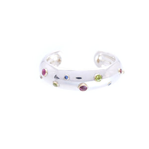 美品 ティファニー ドッツ バングル シルバー925/K18YG/カラーストーン シルバー アクセサリー 750 ジュエリー0025【中古】TIFFANY&Co. レディース