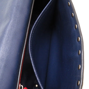 美品 ヴァレンティノ ガラヴァーニ ロックスタッズ レザー ネイビー ショルダーバッグ バッグ 紺 0032 【中古】 Valentino Garavani