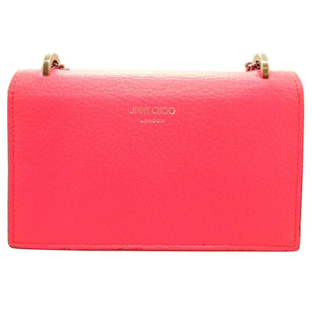 美品 ジミーチュウ フロリア スタースタッズ レザー ピンク チェーン ショルダーバッグ バッグ 0041 【中古】JIMMY CHOO FLORIA