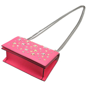 美品 ジミーチュウ フロリア スタースタッズ レザー ピンク チェーン ショルダーバッグ バッグ 0041 【中古】JIMMY CHOO FLORIA