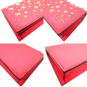 美品 ジミーチュウ フロリア スタースタッズ レザー ピンク チェーン ショルダーバッグ バッグ 0041 【中古】JIMMY CHOO FLORIA