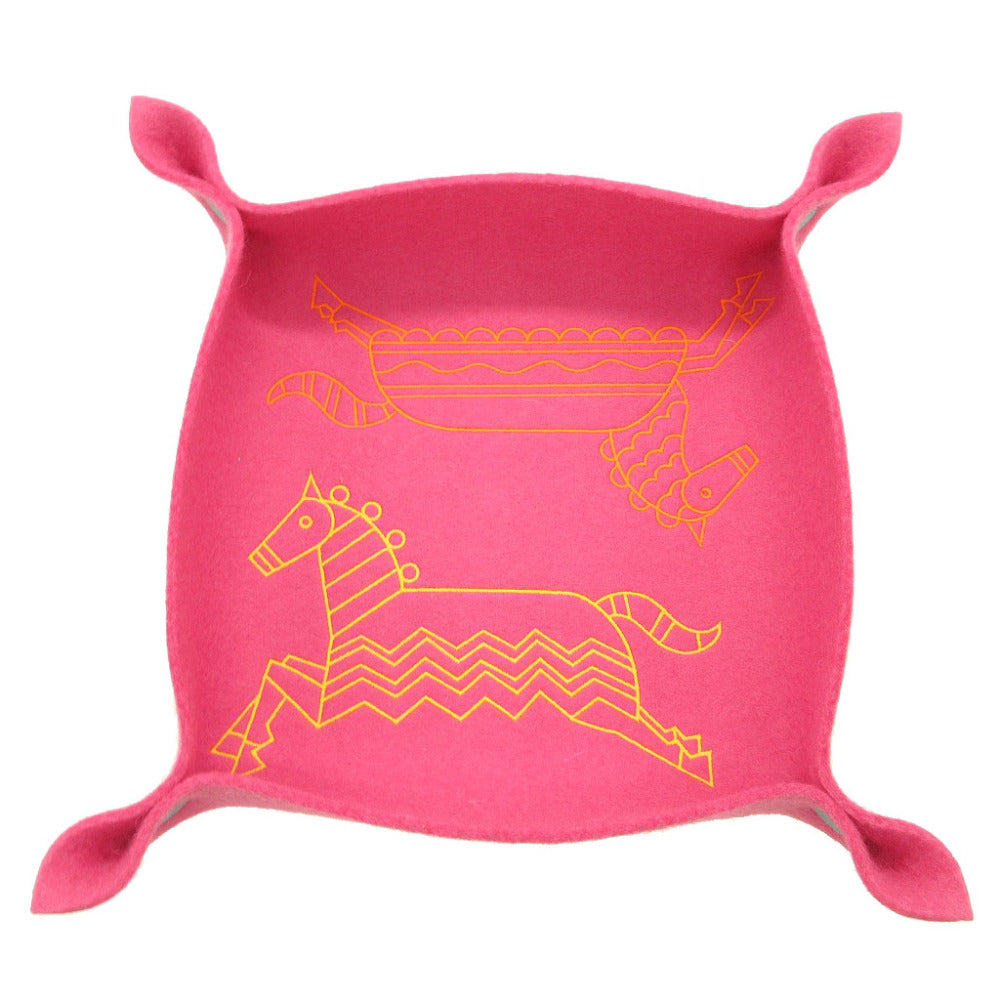 未使用 エルメス エポぺ ヴィドポッシュ GM フェルト ローズフューシャ トレイ 0049【中古】HERMES