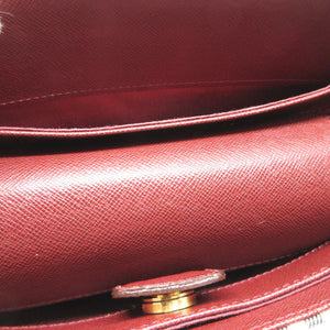 新品同様 バーバリー チェック キャンバス レザー ベージュ ワインレッド 赤 ショルダーバッグ バッグ 0108【中古】BURBERRY