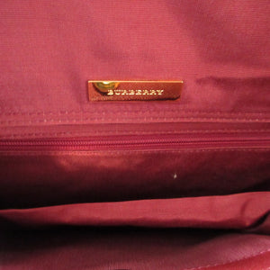 新品同様 バーバリー チェック キャンバス レザー ベージュ ワインレッド 赤 ショルダーバッグ バッグ 0108【中古】BURBERRY