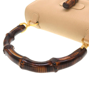 美品 グッチ バンブー レザー ベージュ ゴールド金具 2WAY ハンドバッグ バッグ 0122 【中古】 GUCCI