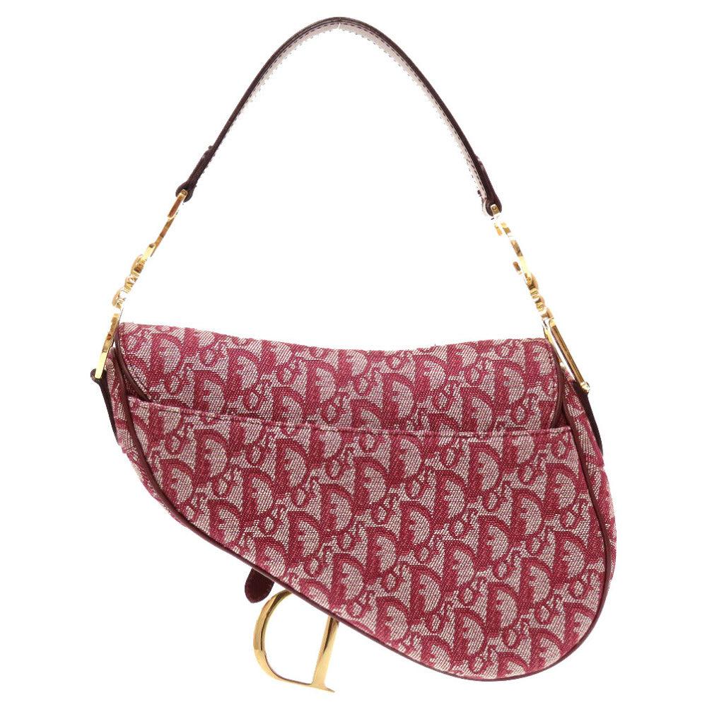 新品同様 クリスチャン ディオール トロッター サドルバッグ キャンバス レザー ボルドー ハンドバッグ バッグ 0123 【中古】 Christian Dior オブリーク