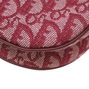 新品同様 クリスチャン ディオール トロッター サドルバッグ キャンバス レザー ボルドー ハンドバッグ バッグ 0123 【中古】 Christian Dior オブリーク