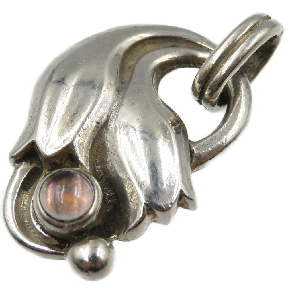 ジョージジェンセン ローズクォーツ シルバー925 イヤーペンダント トップ 0139【中古】GEORG JENSEN