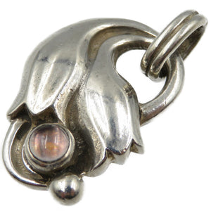 ジョージジェンセン ローズクォーツ シルバー925 イヤーペンダント トップ 0139【中古】GEORG JENSEN