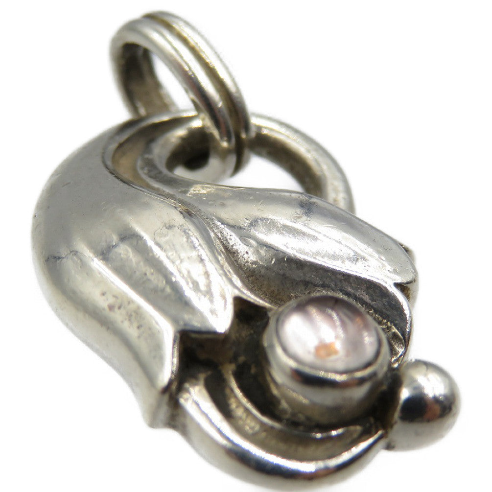 ジョージジェンセン ローズクォーツ シルバー925 イヤーペンダント トップ 0139【中古】GEORG JENSEN