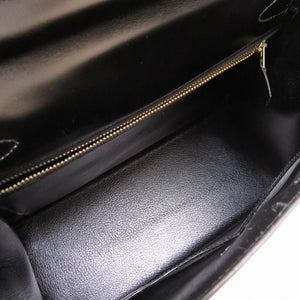 新品同様 エルメス ケリー28 外縫い ボックスカーフ ブラック ゴールド金具 〇R刻印 ハンドバッグ バッグ 黒 0148 【中古】 HERMES