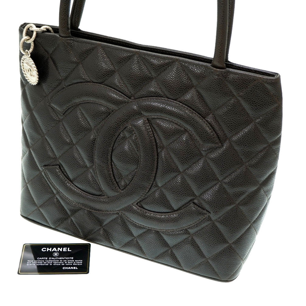 シャネル 復刻トート キャビアスキン ブラウン バッグ 0153【中古】CHANEL