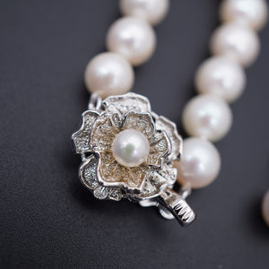 美品 本真珠 パール 7ｍｍ ネックレス イヤリング セット アクセサリー 0107【中古】